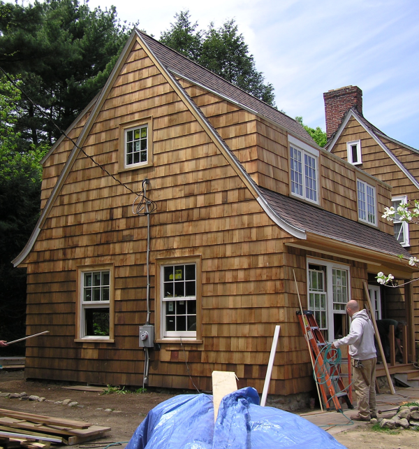 roof of addition to historic house